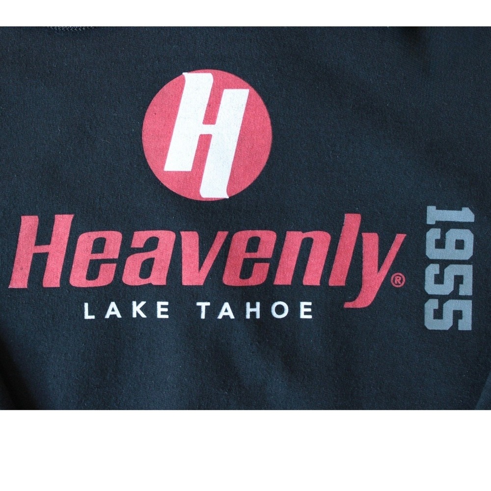Gildan Heavenly Lake Tahoe 1955 Ski Resort Hoodie Large Black Graphic Sweatshirt - Picture 3 of 6